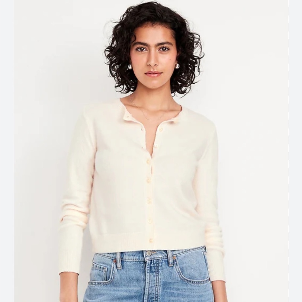 Old Navy Women's So Soft Cream Cardigan Long Sleeve Crew Neck Size XXL